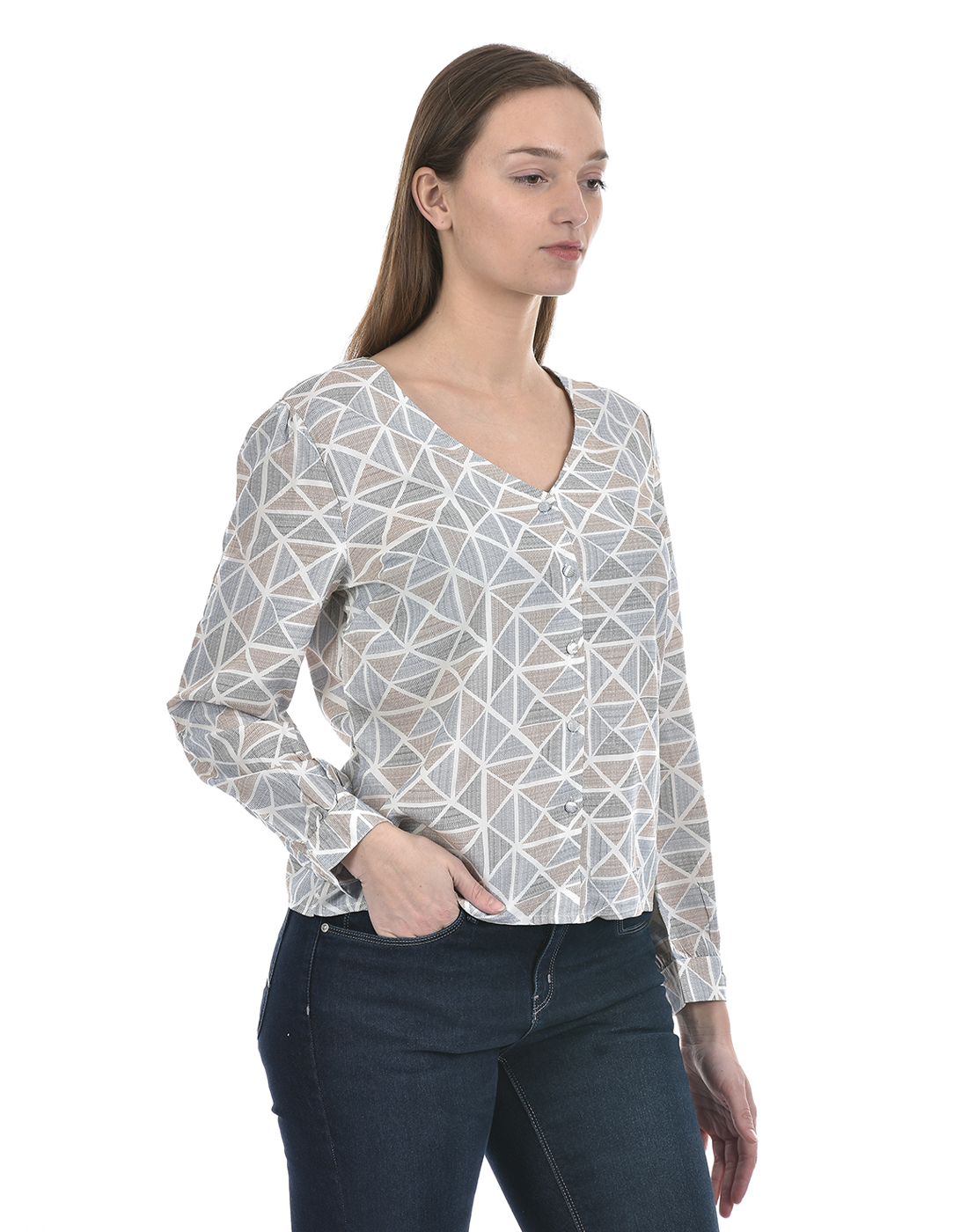 Numero Uno Women Geometric Print Light blue Top